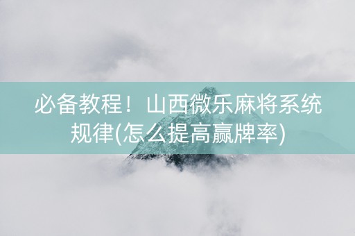 必备教程！山西微乐麻将系统规律(怎么提高赢牌率)