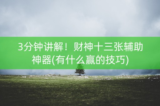 3分钟讲解！财神十三张辅助神器(有什么赢的技巧)