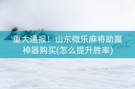 重大通报！山东微乐麻将助赢神器购买(怎么提升胜率)