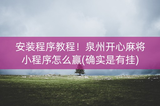 安装程序教程！泉州开心麻将小程序怎么赢(确实是有挂)