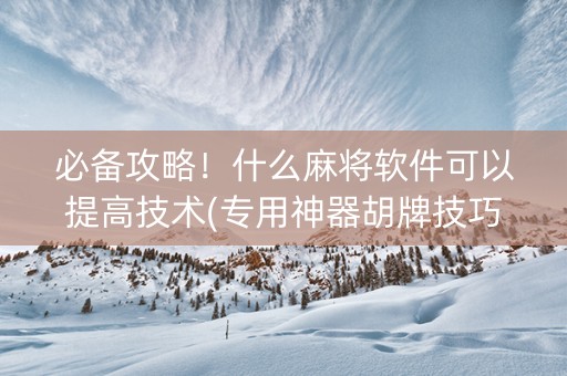 必备攻略！什么麻将软件可以提高技术(专用神器胡牌技巧)