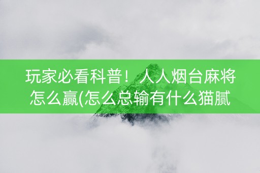玩家必看科普！人人烟台麻将怎么赢(怎么总输有什么猫腻)