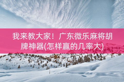 我来教大家！广东微乐麻将胡牌神器(怎样赢的几率大)