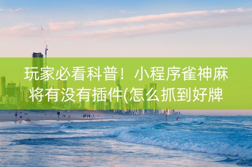 玩家必看科普！小程序雀神麻将有没有插件(怎么抓到好牌)