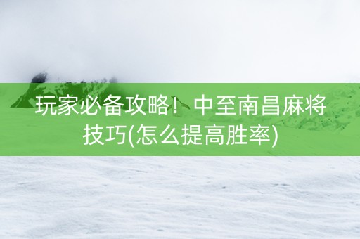 玩家必备攻略！中至南昌麻将技巧(怎么提高胜率)