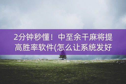 2分钟秒懂！中至余干麻将提高胜率软件(怎么让系统发好牌)
