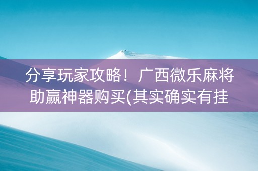 分享玩家攻略！广西微乐麻将助赢神器购买(其实确实有挂)