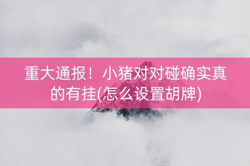重大通报！小猪对对碰确实真的有挂(怎么设置胡牌)