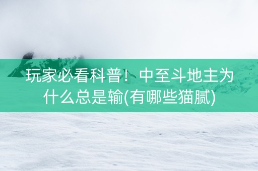 玩家必看科普！中至斗地主为什么总是输(有哪些猫腻)