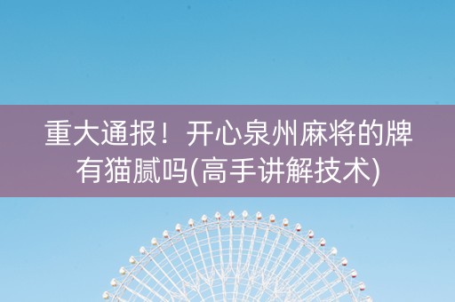 重大通报！开心泉州麻将的牌有猫腻吗(高手讲解技术)