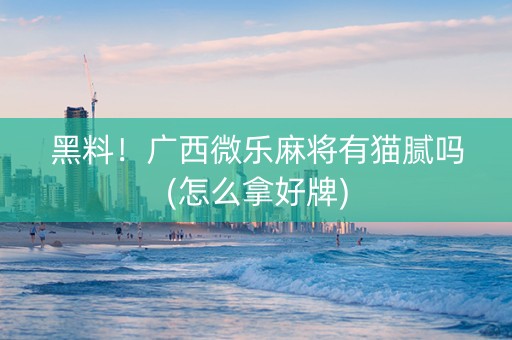 黑料！广西微乐麻将有猫腻吗(怎么拿好牌)