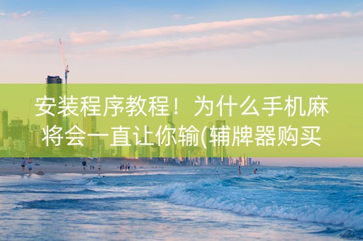 安装程序教程！为什么手机麻将会一直让你输(辅牌器购买)