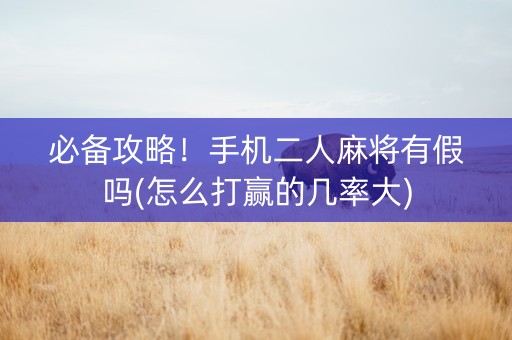 必备攻略！手机二人麻将有假吗(怎么打赢的几率大)