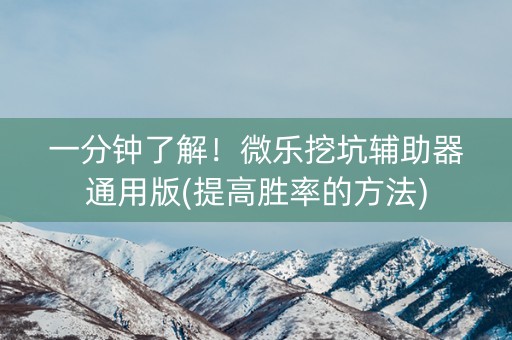 一分钟了解！微乐挖坑辅助器通用版(提高胜率的方法)