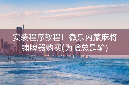 安装程序教程！微乐内蒙麻将铺牌器购买(为啥总是输)