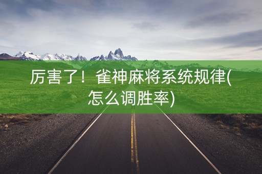 厉害了！雀神麻将系统规律(怎么调胜率)