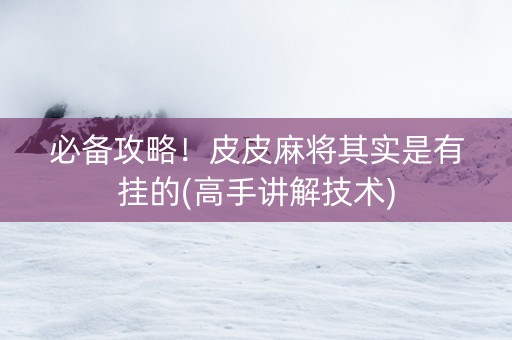 必备攻略！皮皮麻将其实是有挂的(高手讲解技术)