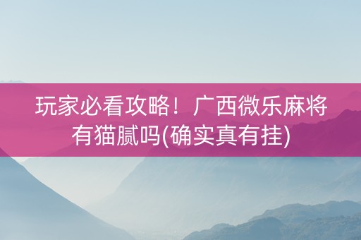玩家必看攻略！广西微乐麻将有猫腻吗(确实真有挂)