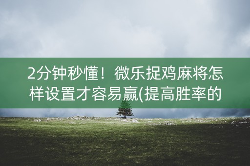 2分钟秒懂！微乐捉鸡麻将怎样设置才容易赢(提高胜率的方法)