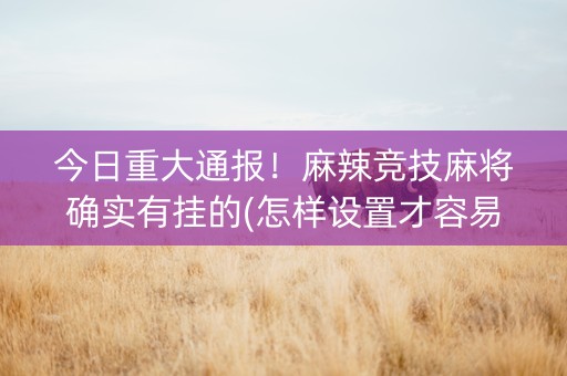 今日重大通报！麻辣竞技麻将确实有挂的(怎样设置才容易赢)