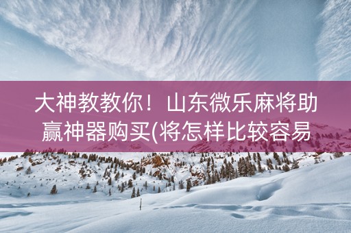 大神教教你！山东微乐麻将助赢神器购买(将怎样比较容易赢)