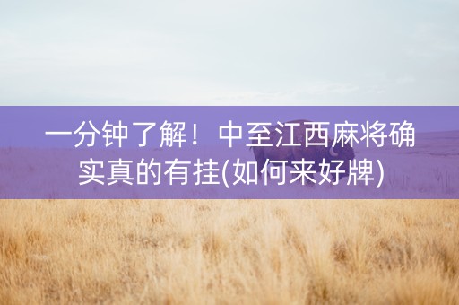 一分钟了解！中至江西麻将确实真的有挂(如何来好牌)