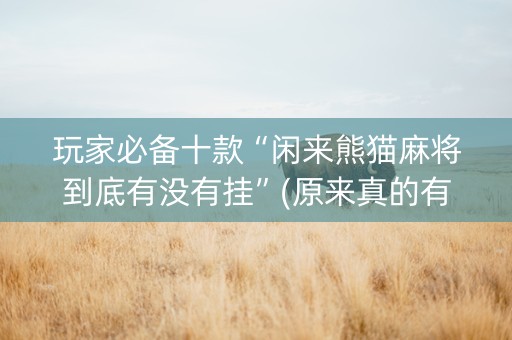 玩家必备十款“闲来熊猫麻将到底有没有挂”(原来真的有挂)-知乎