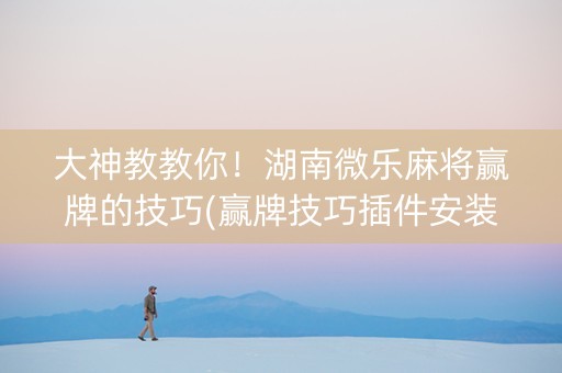 大神教教你！湖南微乐麻将赢牌的技巧(赢牌技巧插件安装)
