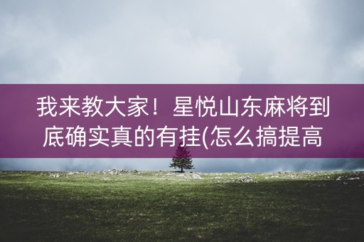 我来教大家！星悦山东麻将到底确实真的有挂(怎么搞提高胜率)