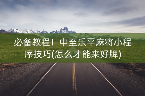 必备教程！中至乐平麻将小程序技巧(怎么才能来好牌)