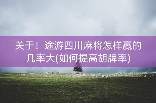 关于！途游四川麻将怎样赢的几率大(如何提高胡牌率)