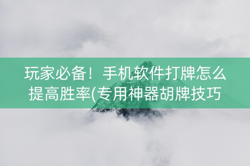 玩家必备！手机软件打牌怎么提高胜率(专用神器胡牌技巧)