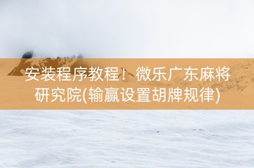 安装程序教程！微乐广东麻将研究院(输赢设置胡牌规律)