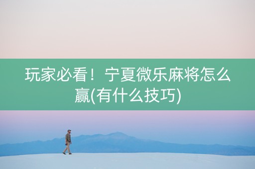 玩家必看！宁夏微乐麻将怎么赢(有什么技巧)
