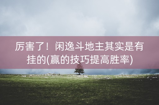 厉害了！闲逸斗地主其实是有挂的(赢的技巧提高胜率)