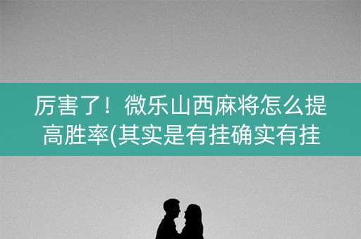 厉害了！微乐山西麻将怎么提高胜率(其实是有挂确实有挂)