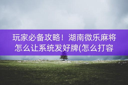 玩家必备攻略！湖南微乐麻将怎么让系统发好牌(怎么打容易赢)
