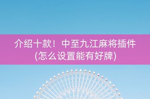 介绍十款！中至九江麻将插件(怎么设置能有好牌)