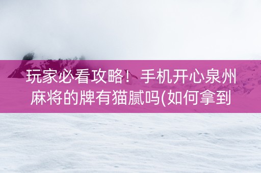 玩家必看攻略！手机开心泉州麻将的牌有猫腻吗(如何拿到好牌)