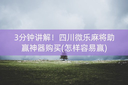 3分钟讲解！四川微乐麻将助赢神器购买(怎样容易赢)