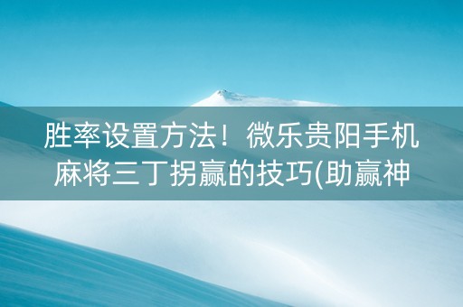 胜率设置方法！微乐贵阳手机麻将三丁拐赢的技巧(助赢神器)