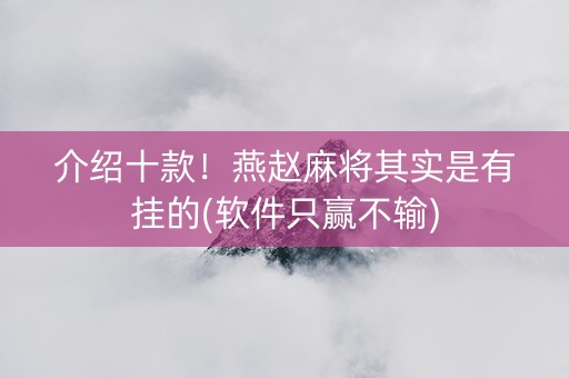 介绍十款！燕赵麻将其实是有挂的(软件只赢不输)
