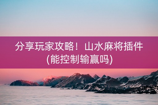 分享玩家攻略！山水麻将插件(能控制输赢吗)
