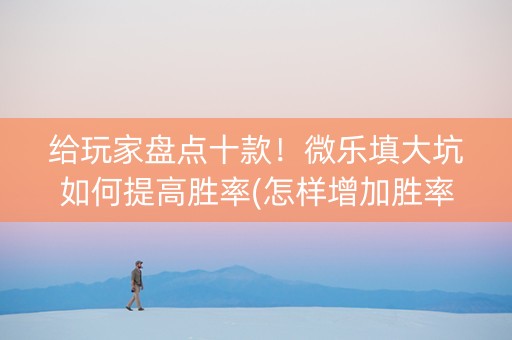 给玩家盘点十款！微乐填大坑如何提高胜率(怎样增加胜率)