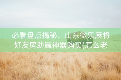 必看盘点揭秘！山东微乐麻将好友房助赢神器购买(怎么老是输)