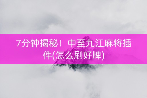 7分钟揭秘！中至九江麻将插件(怎么刷好牌)