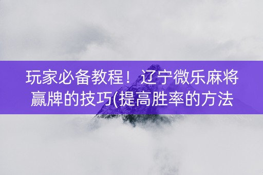 玩家必备教程！辽宁微乐麻将赢牌的技巧(提高胜率的方法)