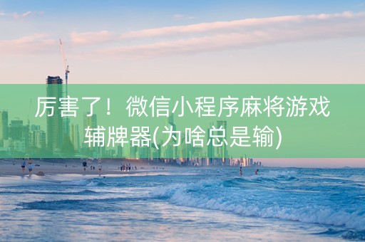 厉害了！微信小程序麻将游戏辅牌器(为啥总是输)