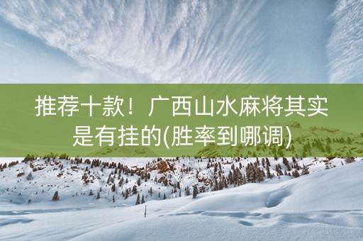 推荐十款！广西山水麻将其实是有挂的(胜率到哪调)