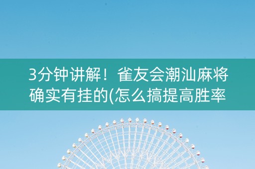 3分钟讲解！雀友会潮汕麻将确实有挂的(怎么搞提高胜率)